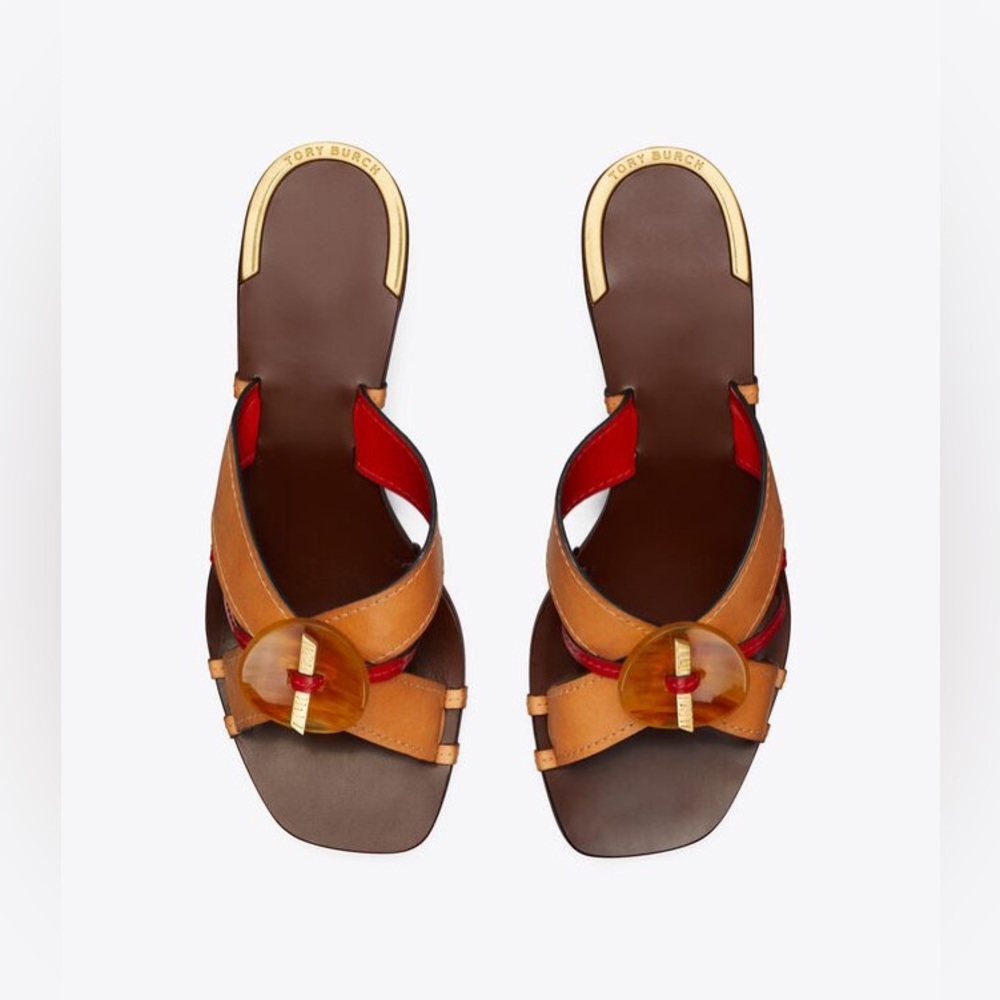 Tory Burch Artisanal Knot Heeled Mule Sandal 45mm
